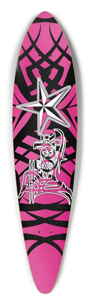 Rock Star Pink Tribal Pintail Longboard Deck