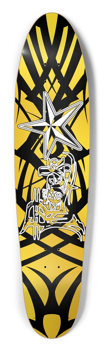 Rock Star Yellow Tribal Longboard Deck Longboard Shape