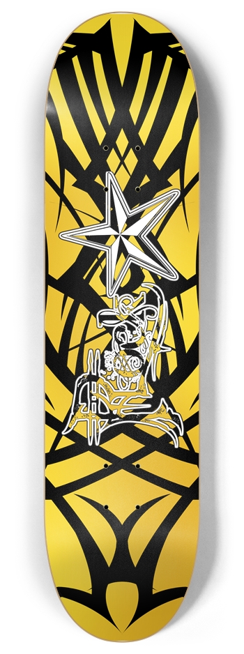 Rock Star Yellow Tribal 8" Deck 8 Inch Skateboard Deck