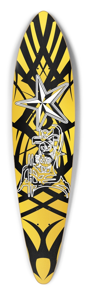 Rock Star Yellow Tribal Pintail Longboard