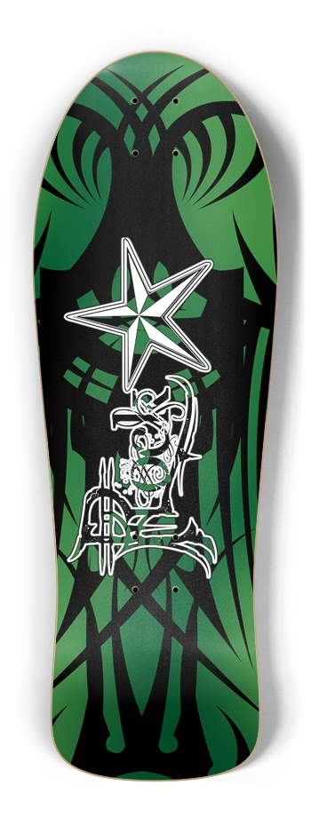 Rock Star Green Tribal Old School Deck Old School Shape