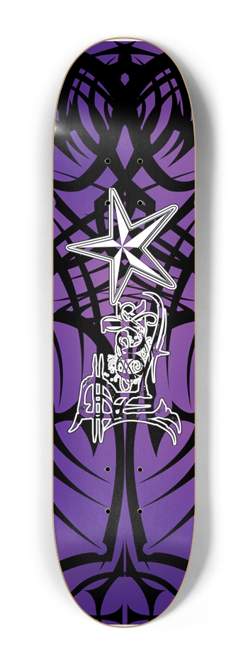 Rock Star Purple Tribal 7 1/4" Deck 7-1/4 Mini/Kid Skateboard