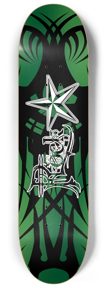 Rock Star Green Tribal 8 1/4" Deck 8-1/4 Skateboard Deck
