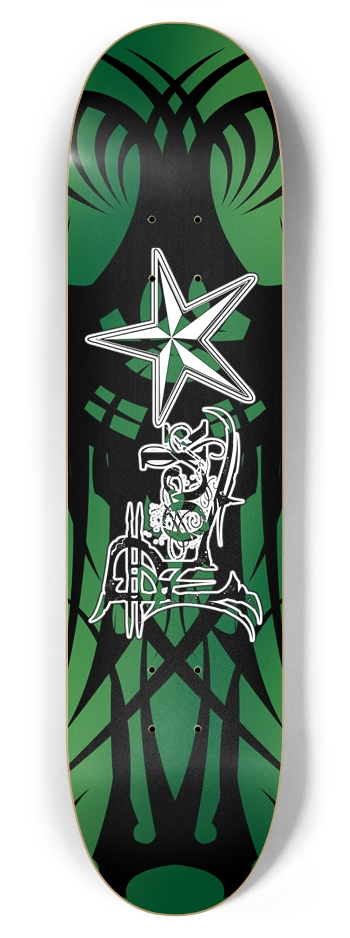 Rock Star Green Tribal 7 7/8" Deck 7-7/8 Skateboard Deck