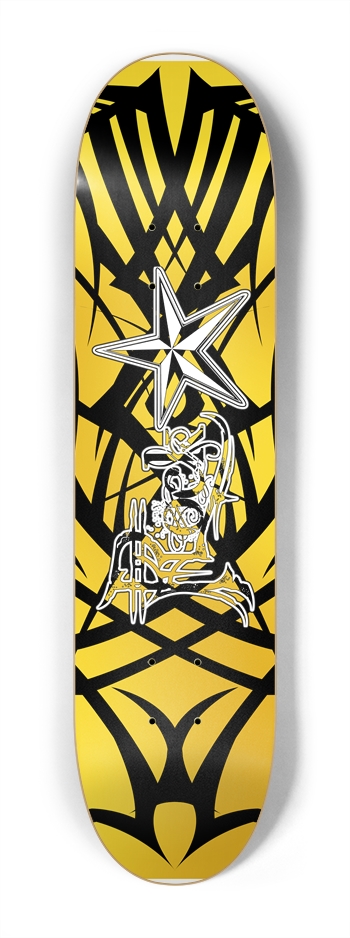 Rock Star Yellow Tribal 7 1/4" Deck 7-1/4 Mini/Kid Skateboard