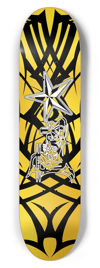 Rock Star Yellow Tribal 7 3/4" Deck 7-3/4 Skateboard Deck