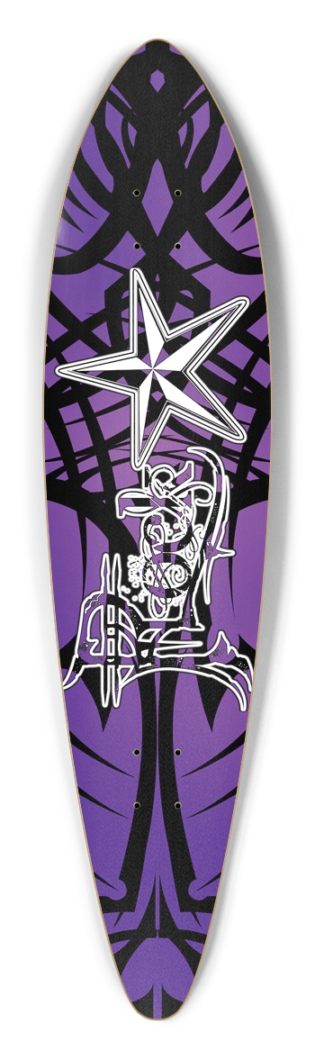 Rock Star Purple Tribal Pintail Longboard Deck