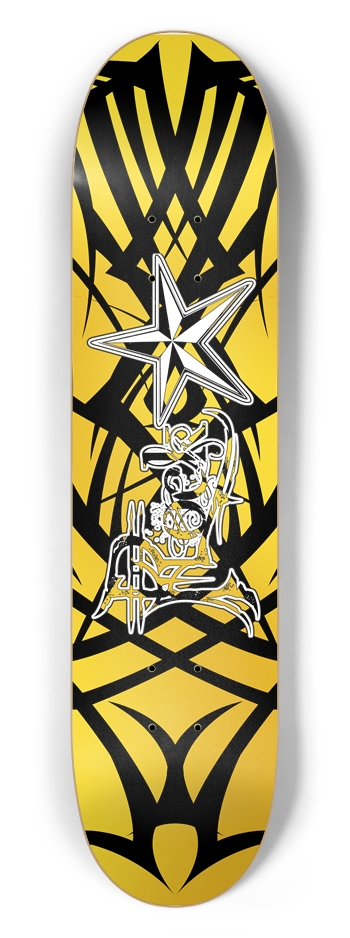 Rock Star Yellow Tribal 7 1/2" Deck 7-1/2 Skateboard Deck