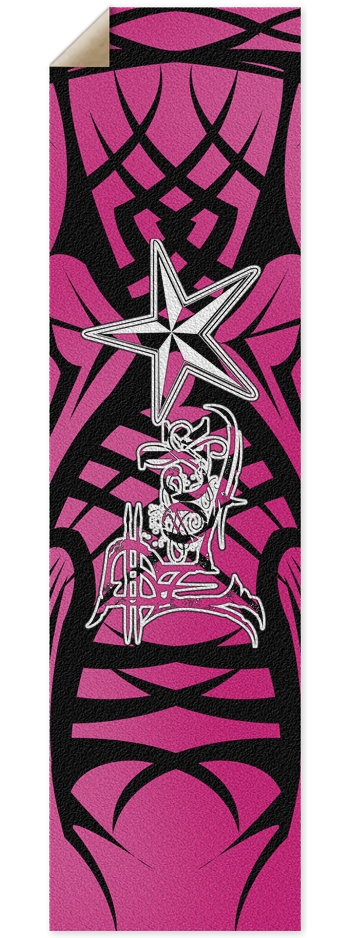 Rock Star Pink Tribal Custom Griptape 9 x 33 Inch Griptape