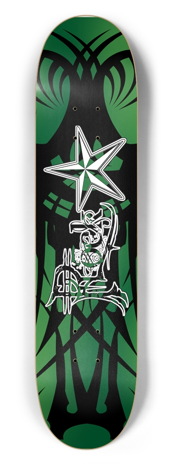 Rock Star Green Tribal 7 1/2" Deck 7-1/2 Skateboard Deck
