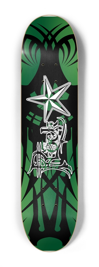 Rock Star Green Tribal 7 1/4" Deck 7-1/4 Mini/Kid Skateboard