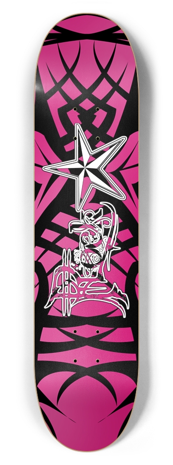 Rock Star Pink Tribal 7 5/8" Deck 7-5/8 Skateboard Deck