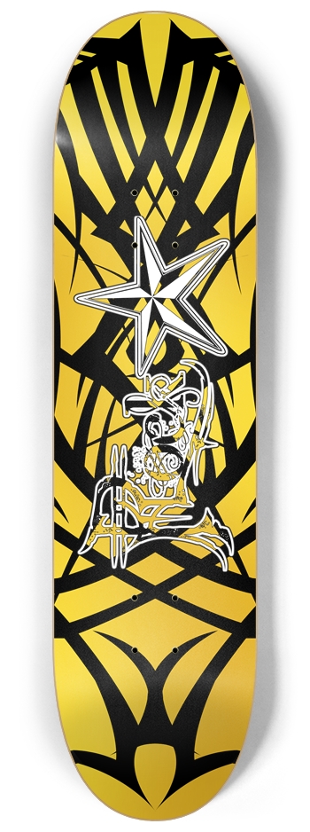 Rock Star Yellow Tribal 8 1/4" Deck 8-1/4 Skateboard Deck