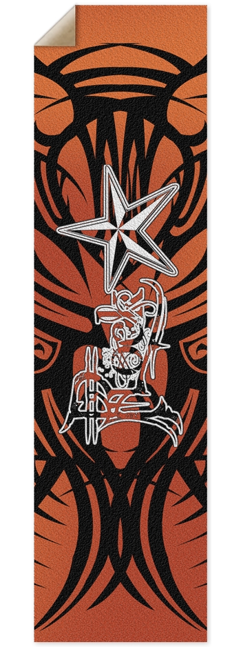 Rock Star Orange Tribal Custom Griptape 9 x 33 Inch Griptape