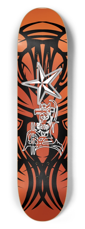 Rock Star Orange Tribal 7 1/2" Deck 7-1/2 Skateboard Deck