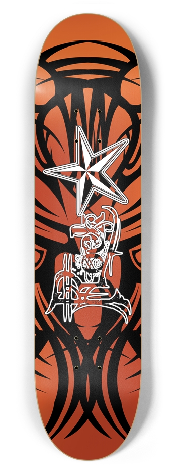 Rock Star Orange Tribal 7 5/8" Deck 7-5/8 Skateboard Deck