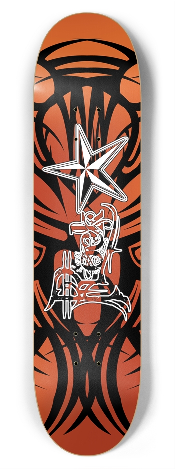 Rock Star Orange Tribal 7 3/4" Deck 7-3/4 Skateboard Deck