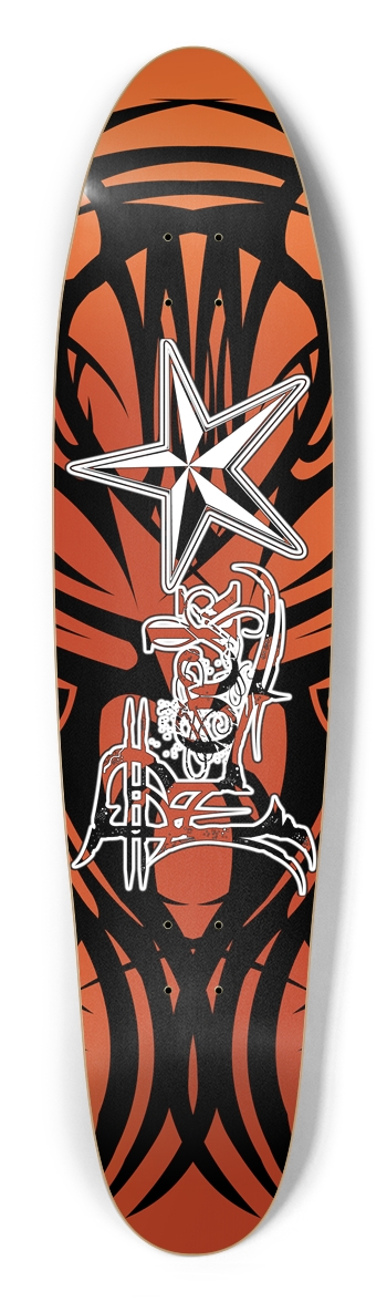 Rock Star Orange Tribal Longboard Deck Longboard Shape
