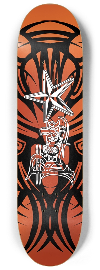 Rock Star Orange Tribal 8 1/4" Deck 8-1/4 Skateboard Deck