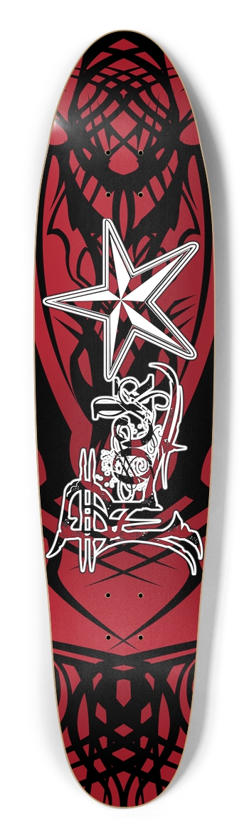 Rock Star Red Tribal Longboard Deck Longboard Shape