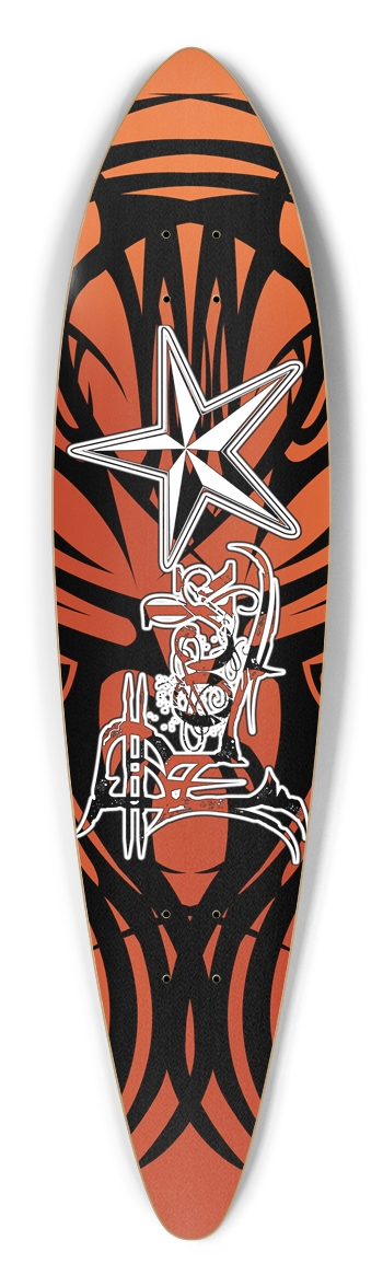 Rock Star Orange Tribal Pintail Longboard Pintail Longboard