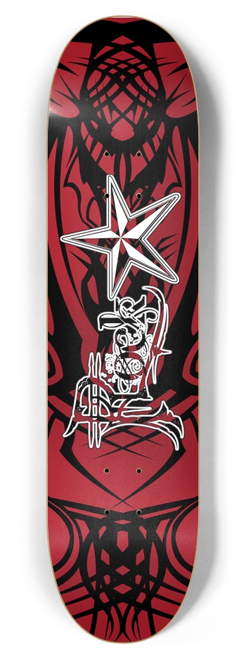 Rock Star Red Tribal 7 7/8" Deck 7-7/8 Skateboard Deck
