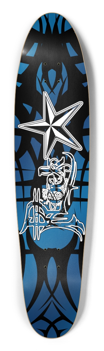 Rock Star Blue Tribal Longboard Deck Longboard Shape