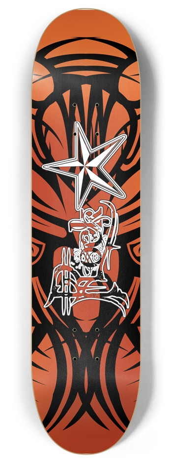 Rock Star Orange Tribal 8" Deck 8 Inch Skateboard Deck