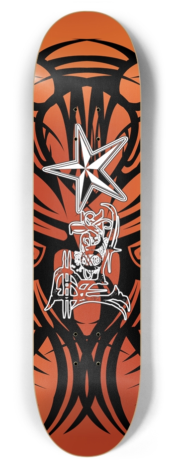 Rock Star Orange Tribal 7 7/8" Deck 7-7/8 Skateboard Deck