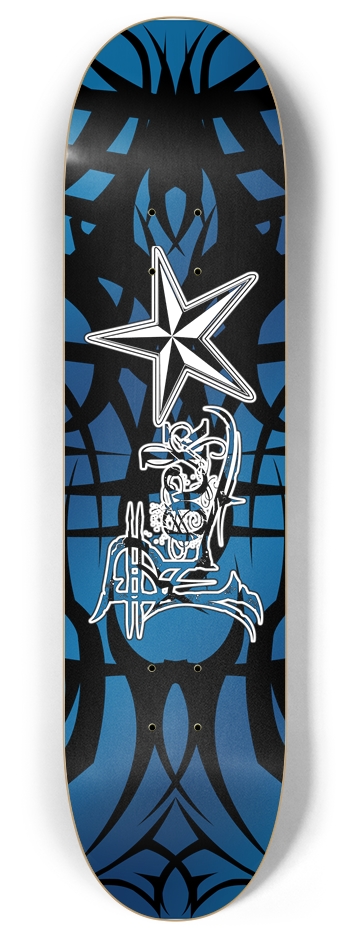 Rock Star Blue Tribal 8" Deck 8 Inch Skateboard Deck
