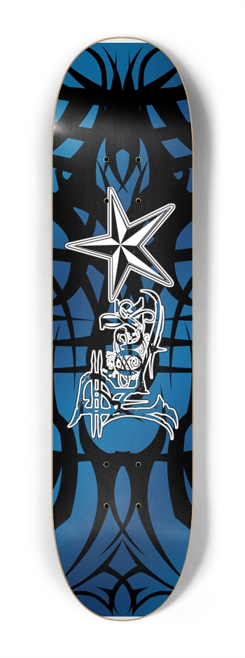 Rock Star Blue Tribal 7 1/4" Deck 7-1/4 Mini/Kid Skateboard
