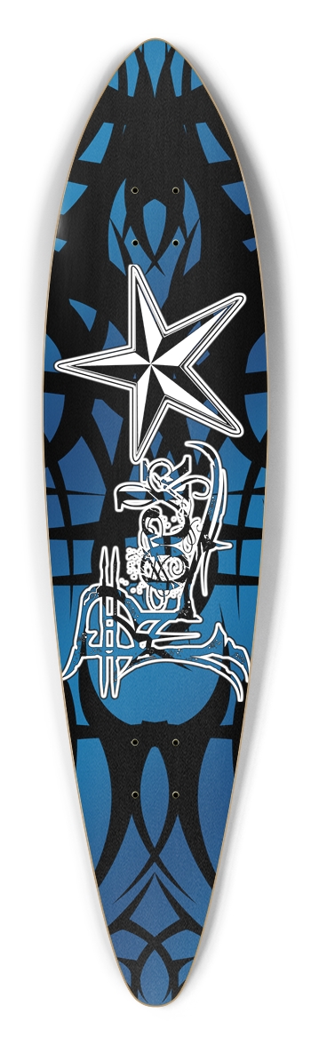Rock Star Blue Tribal Pintail Longboard Deck Pintail Longboard