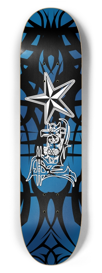 Rock Star Blue Tribal 7 5/8" Deck 7-5/8 Skateboard Deck