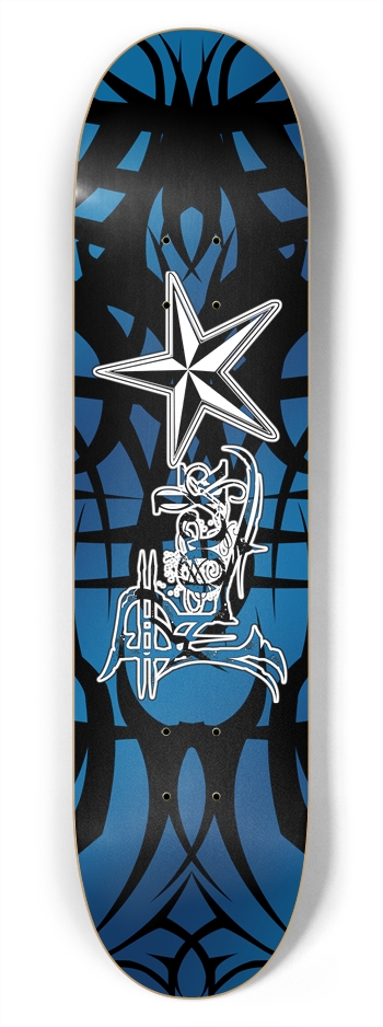 Rock Star Blue Tribal 7 3/4" Deck 7-3/4 Skateboard Deck