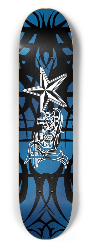 Rock Star Blue Tribal 7 1/2" Deck 7-1/2 Skateboard Deck