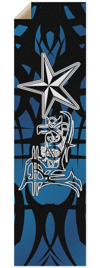 Rock Star Blue Tribal Custom Griptape 9 x 33 Inch Griptape