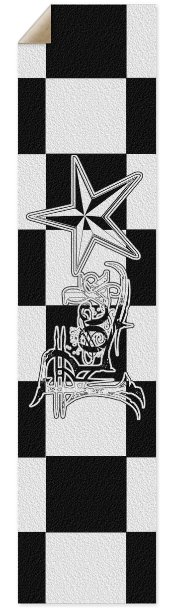 Rock Star B+W Checker Pintail/Longboard Grip Tape Griptape for Longboards