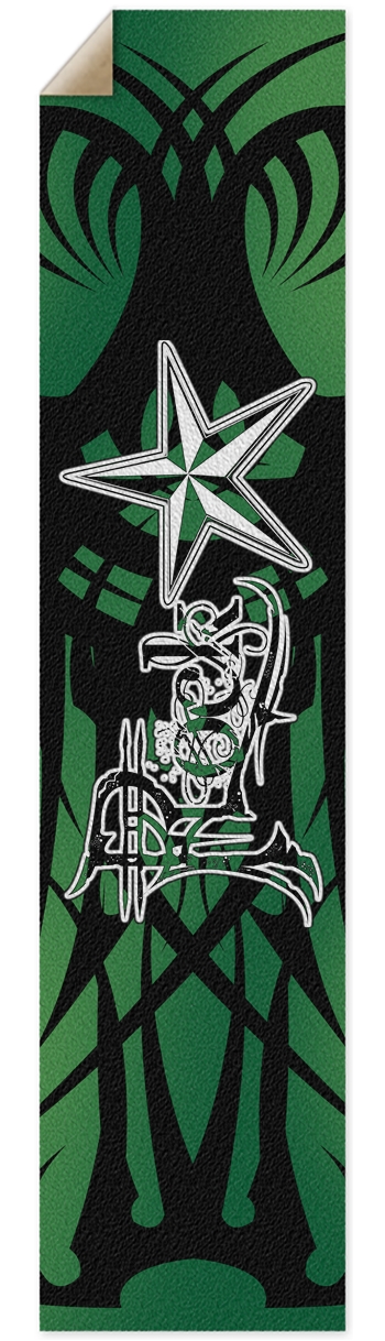 Rock Star Green Tribal Pintail/Longboard Grip Tape Griptape for Longboards