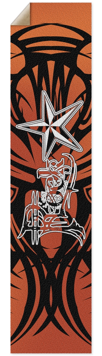 Rock Star Orange Tribal Pintail/Longboard Grip Tap Griptape for Longboards