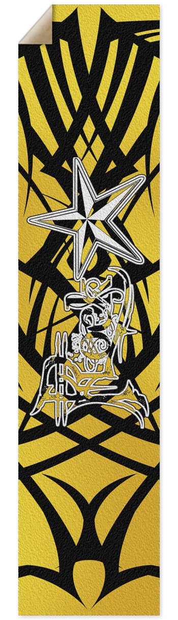 Rock Star Yellow Tribal Pintail/Longboard Grip Tap Griptape for Longboards