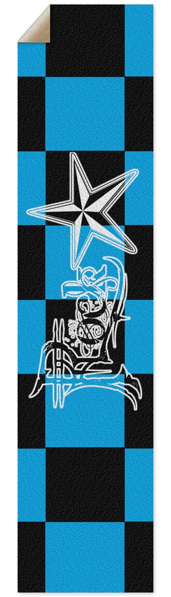 Rock Star B+B Checker Pintail/Longboard Grip Tape Griptape for Longboards