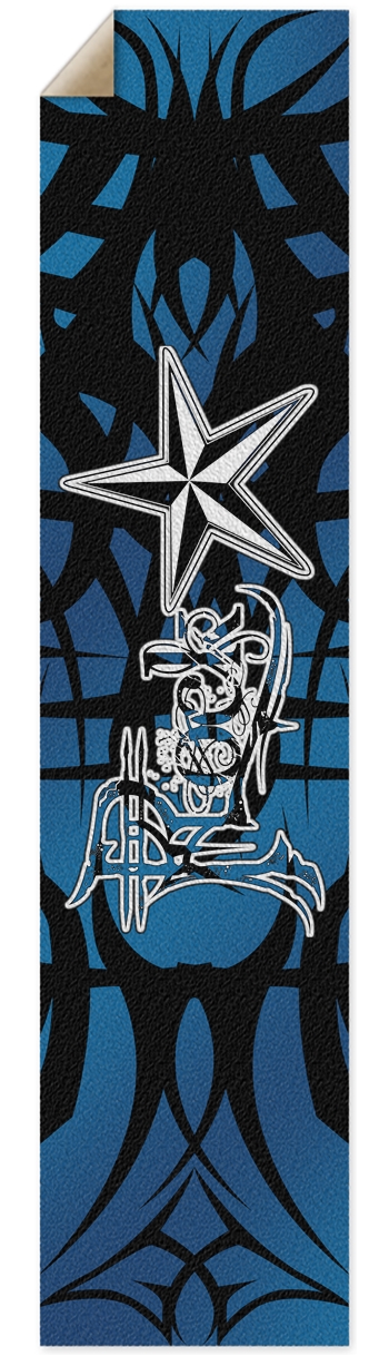 Rock Star Blue Tribal Pintail/Longboard Grip Tape Griptape for Longboards