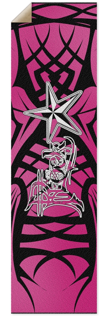Rock Star Pink Tribal Punk Nose Pool Grip Tape 10 x 36 Inch Griptape