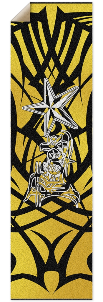 Rock Star Yellow Tribal Punk Nose Pool Grip Tape 10 x 36 Inch Griptape