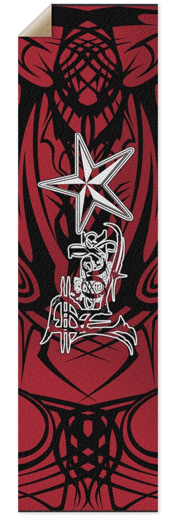 Rock Star Red Tribal Punk Nose Pool Grip Tape 10 x 36 Inch Griptape