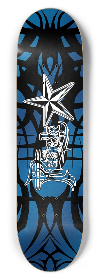 Rock Star Blue Tribal 8.5" Deck 8-1/2 Skateboard Deck