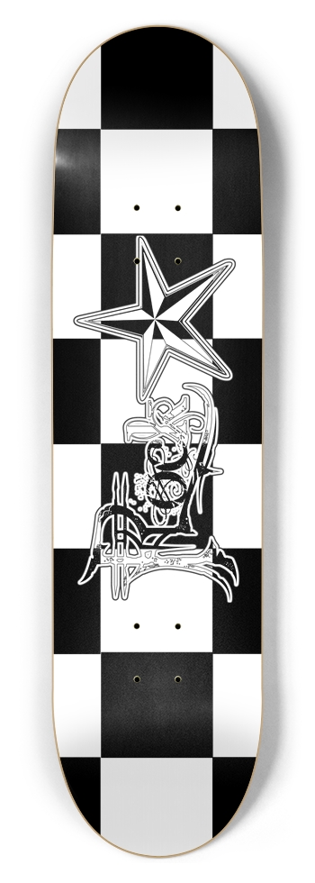 Rock Star B+W Checker 8.5" Deck 8-1/2 Skateboard Deck