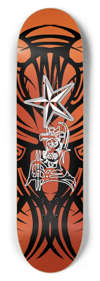 Rock Star Orange Tribal 8.5" Deck 8-1/2 Skateboard Deck