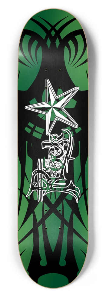 Rock Star Green Tribal 8.5" Deck 8-1/2 Skateboard Deck