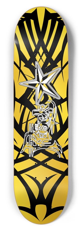 Rock Star Yellow Tribal 8.5" Deck 8-1/2 Skateboard Deck